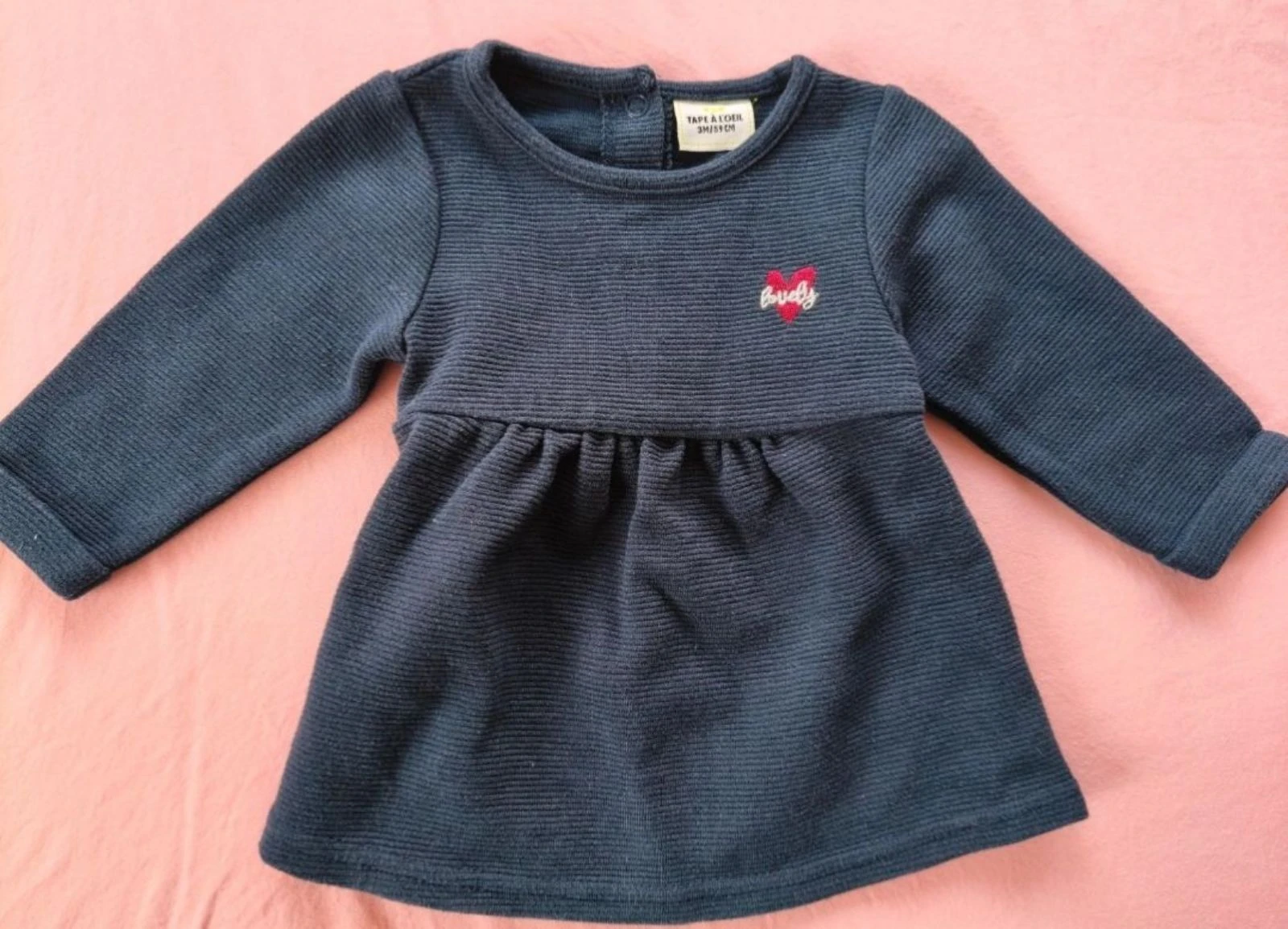 Robe manches longues fille TAO bleu marine lovely 59 cm